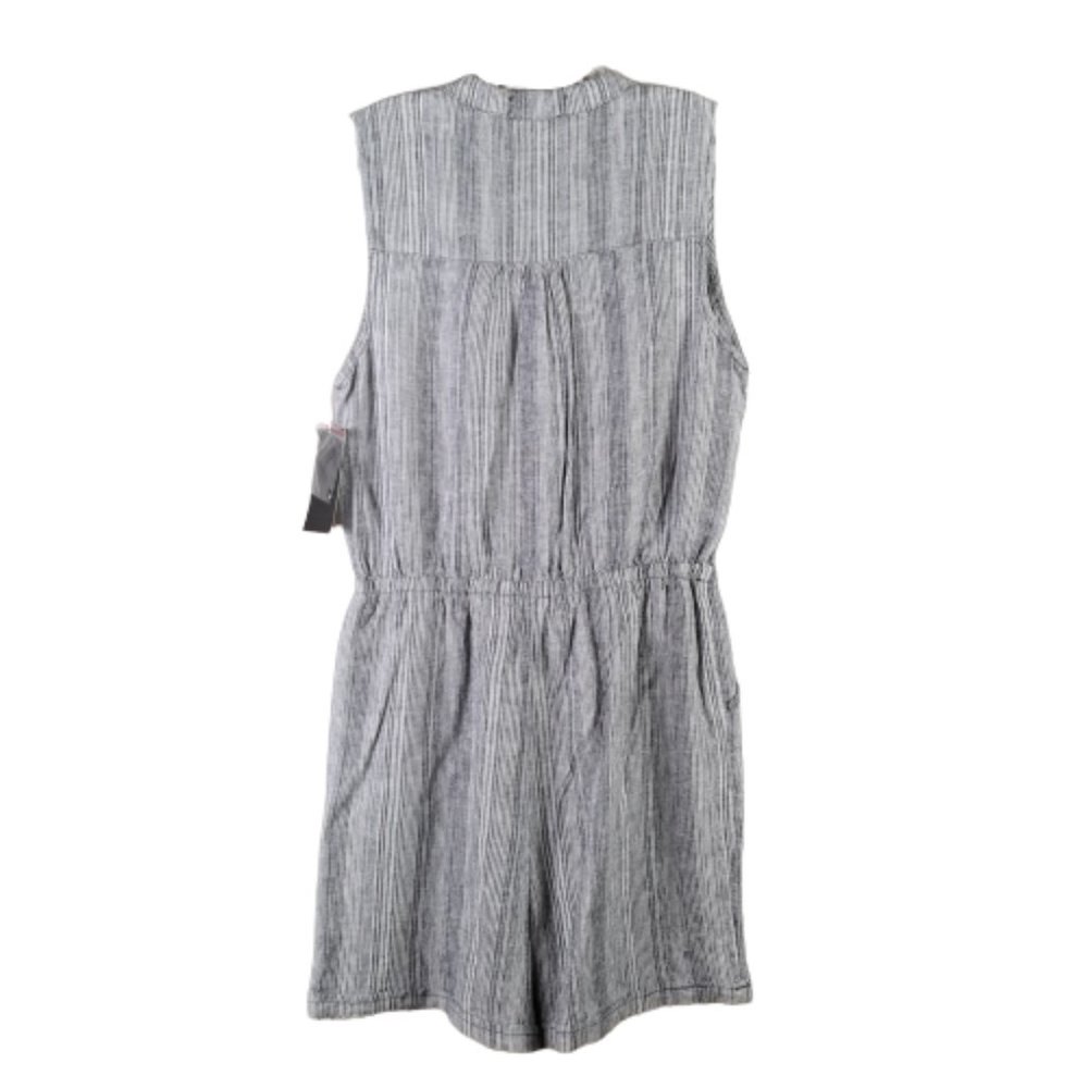 Kelly Renee Womens Linen Blend Striped Sleeveless Black/White Shorts Romper Sz S - Picture 3 of 11